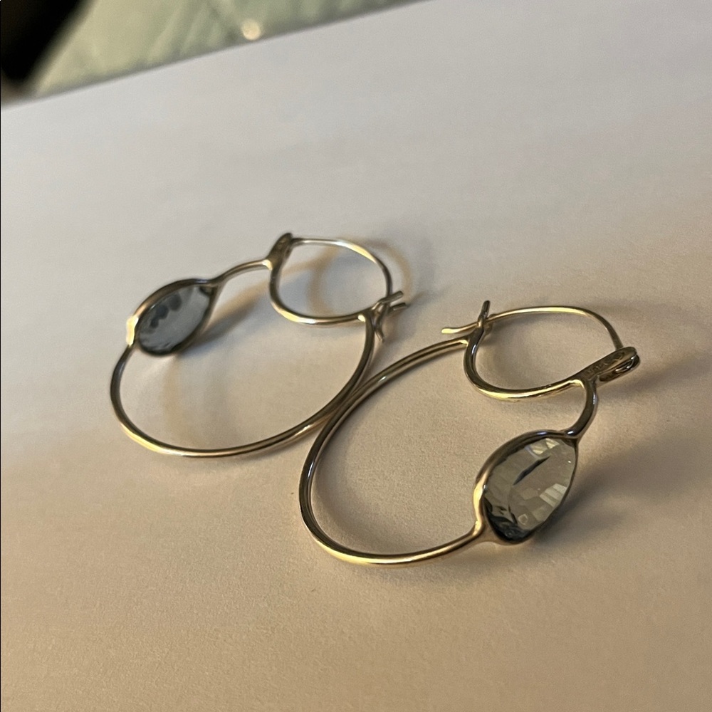 Sterling Hoop earrings w/ Genuine Peacock Topaz gemstones